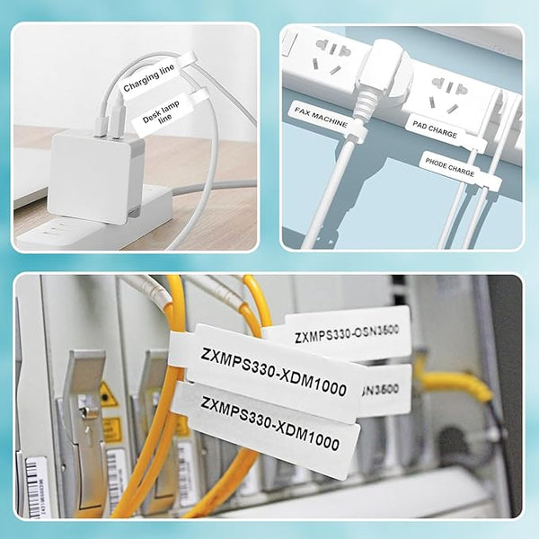 Seznik Cable Tag Thermal Labels – Waterproof, Non-Tearable, Oil & Scratch Resistant, White, 150 Labels/Roll, Pack of 5 Rolls – Wire & Electrical Labeling Stickers, 750 Labels