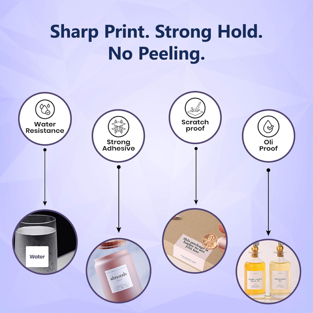 Seznik Waterproof, Non-Tearable, Sticky Thermal Lables, Label Roll, 2 inch Adhesive Thermal Labels for Label Printers, 50mmx50mm, 750 Lables