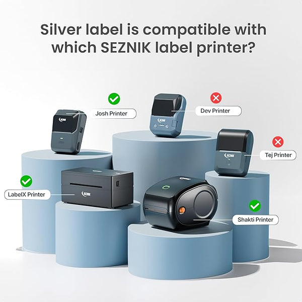Seznik Silver Waterproof, Non-Tearable, Sticky Thermal Lables, Label Roll, 2 inch Adhesive Thermal Labels for Label Printers (50mmx30mm - 1250 Lables)