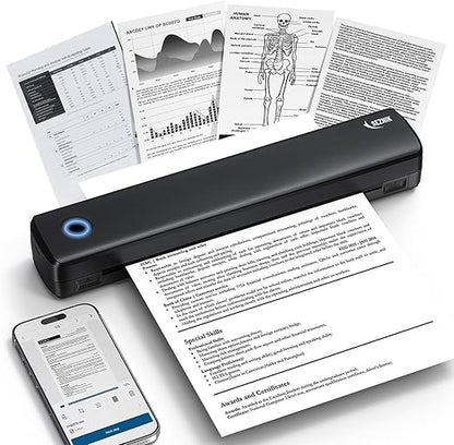 Portable A4 Printer, Bluetooth, Inkless Thermal Printer | USB, Bluetooth Compatible with Android iOS Laptop | 1 Year Warranty (Lite-203DPI-Black)