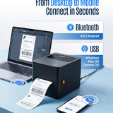 SEZNIK Tejas Shipping Label Printer | 304 DPI HD Print | USB + Bluetooth | Direct Thermal Label Printer for E-Commerce, MRP Sticker, Jewellery, Excel, Barcode, | 1 Year Warranty | No SellerFlex