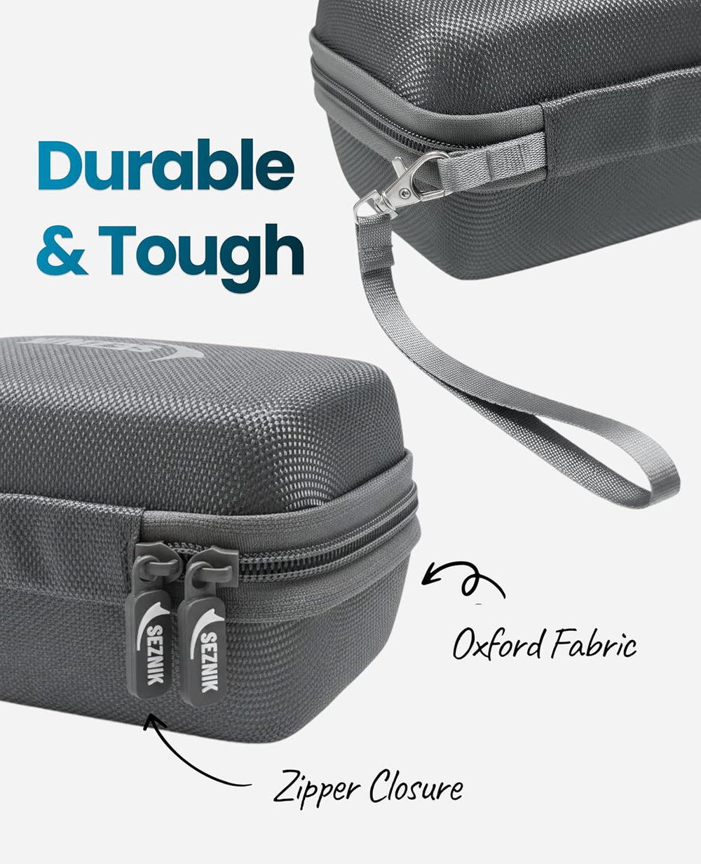 SEZNIK Portable Carrying Case for Mini Printer, Camera, Receipt Printer, Multi Purpose Travel Organizer for Earphones, USB Drives, Memory Cards, and Cables Bag (Grey) [ Printer NOT Included ]