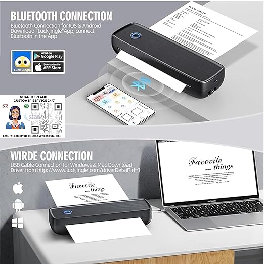 SEZNIK Portable A4 Printer, Wireless, Inkless for Professionals,Tavel | Mini Printer | USB, Bluetooth Printer Compatible with Android iOS Laptop | 1 Year Warranty (Classic-203dpi-Black)