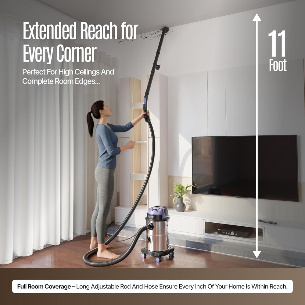 SEZNIK All in One Wet and Dry Vacuum Cleaner for Home | Spot Cleaning, Mopping & Blowing | 15L Steel Tank | 1300W, 20KPA Suction | 9 Attachments | Includes 1-Year Maintenance Kit Worth ₹3496