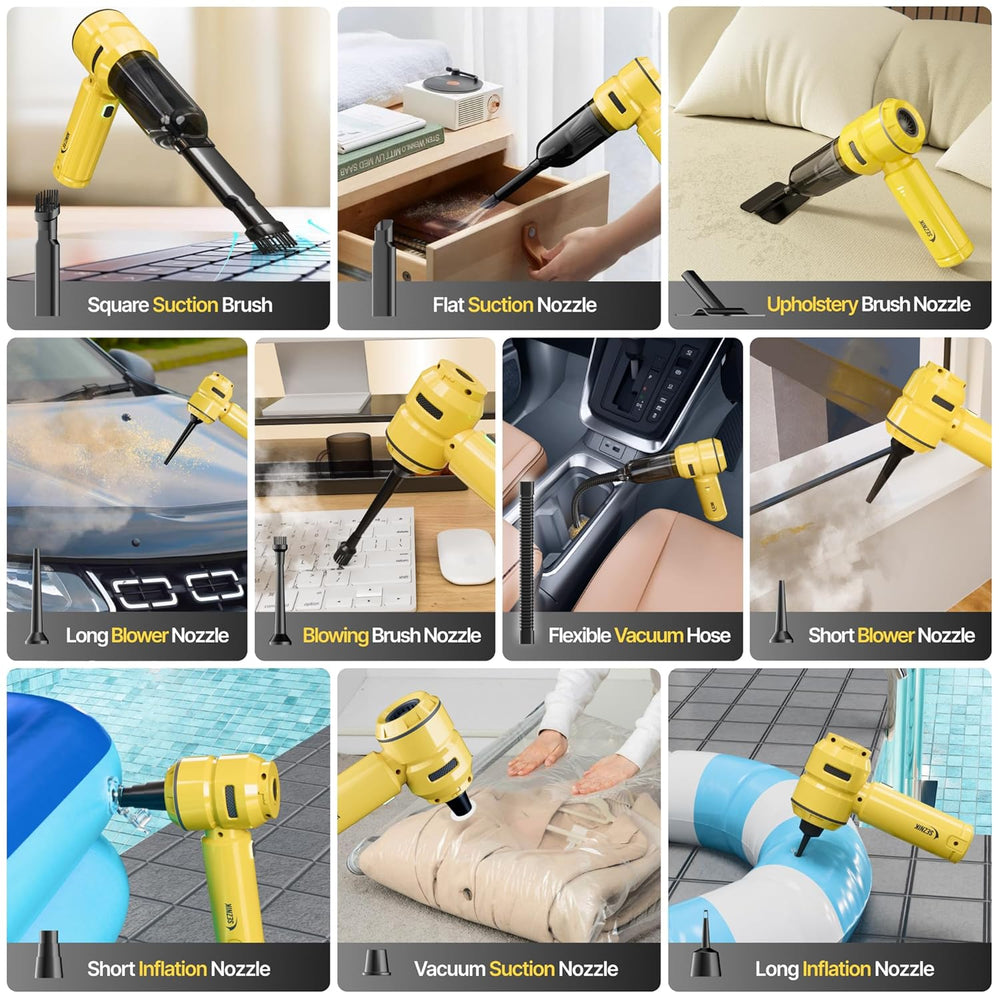 SEZNIK Vacuum Cleaner for Home Use | Car Use | 4 in 1 Cordless Vacuum Cleaner & Blower | Rechargeable 6000mAh | 3 Speed Suction Upto 18000PA | BLDC Motor | Clean Sofa, Curtains, More | 1 Year Warranty