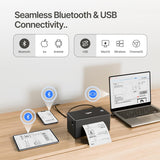 SEZNIK LabelX Shipping Label Printer Bundle with Roll Holder & 4x6 Thermal Labels | Bluetooth + USB Inkless Printer | 400 Labels | for Amazon, Meesho, Courier & Barcode Printing
