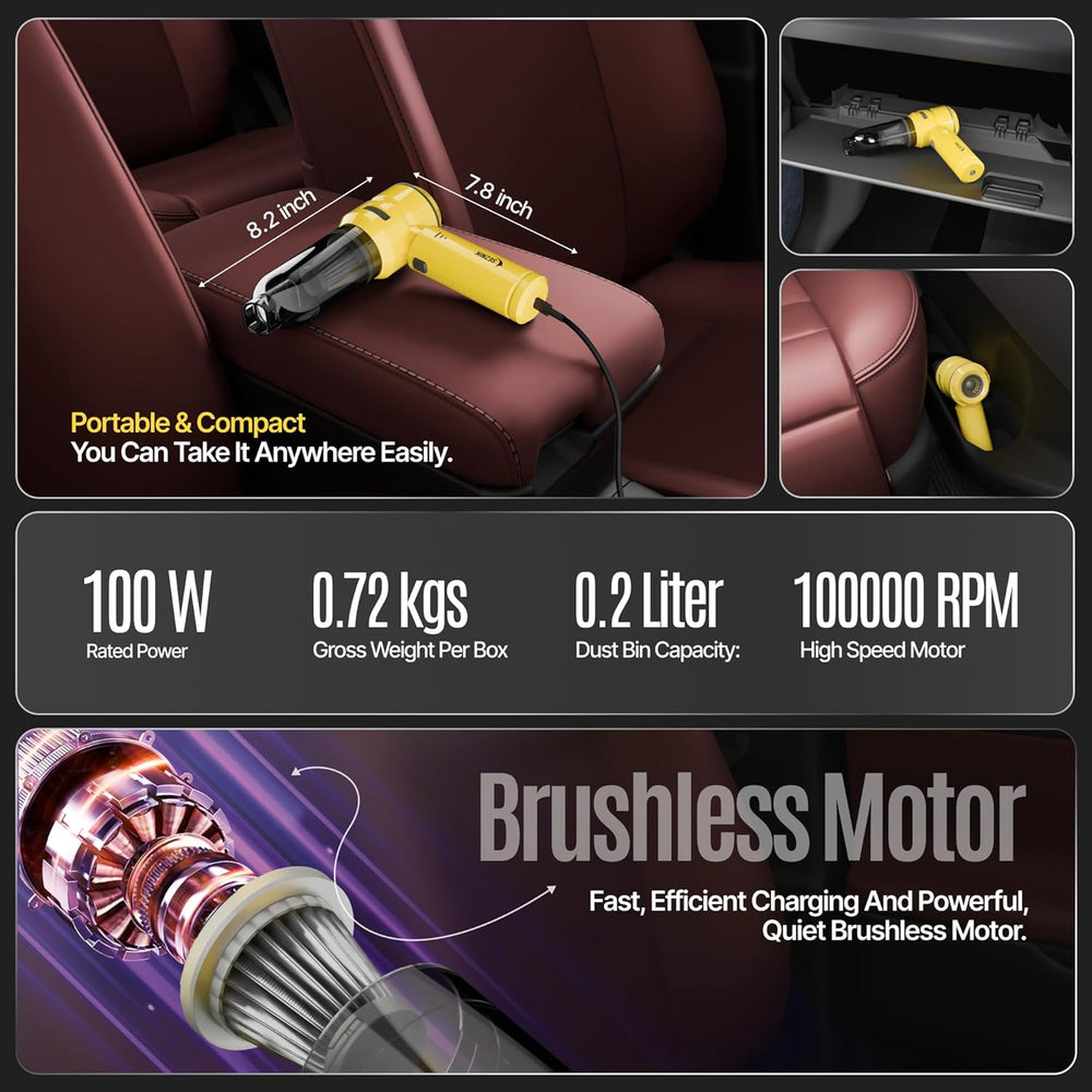 SEZNIK Vacuum Cleaner for Home Use | Car Use | 4 in 1 Cordless Vacuum Cleaner & Blower | Rechargeable 6000mAh | 3 Speed Suction Upto 18000PA | BLDC Motor | Clean Sofa, Curtains, More | 1 Year Warranty