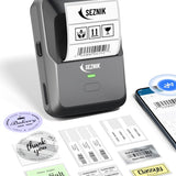 SEZNIK Josh Bluetooth Thermal Label Printer | Inkless Mini Rechargeable | MRP, Barcode, Excel File Print | Cloud, Mobile, Desktop | Jewellery, Round Labels | 2-inch Print | Free App | 1 Year Warranty