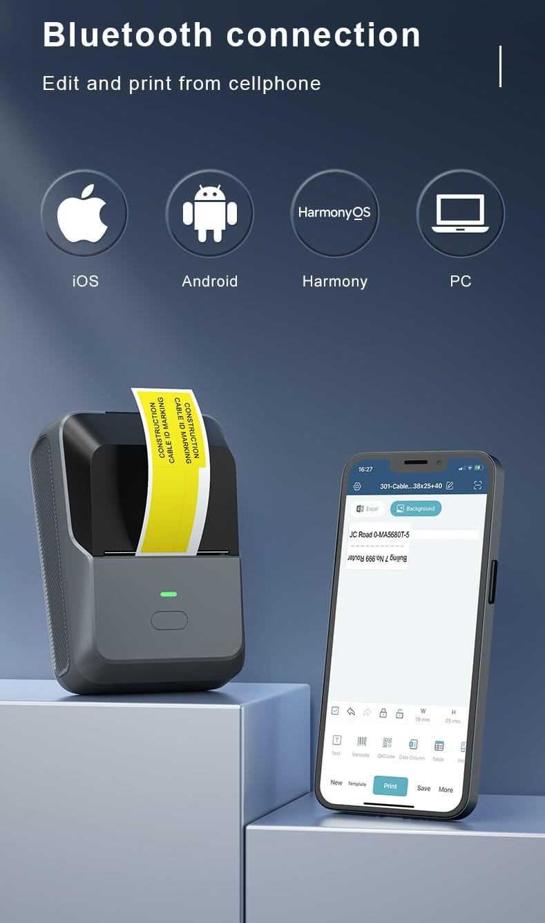 SEZNIK Josh Bluetooth Thermal Label Printer for Business | Inkless Mini | Batch, Cloud Printing | Jewellery, Round, Rectangle Label | Mobile, Desktop Compatible | Upto 2 inch Print | 1 Year Warranty Visit the SEZNIK Store